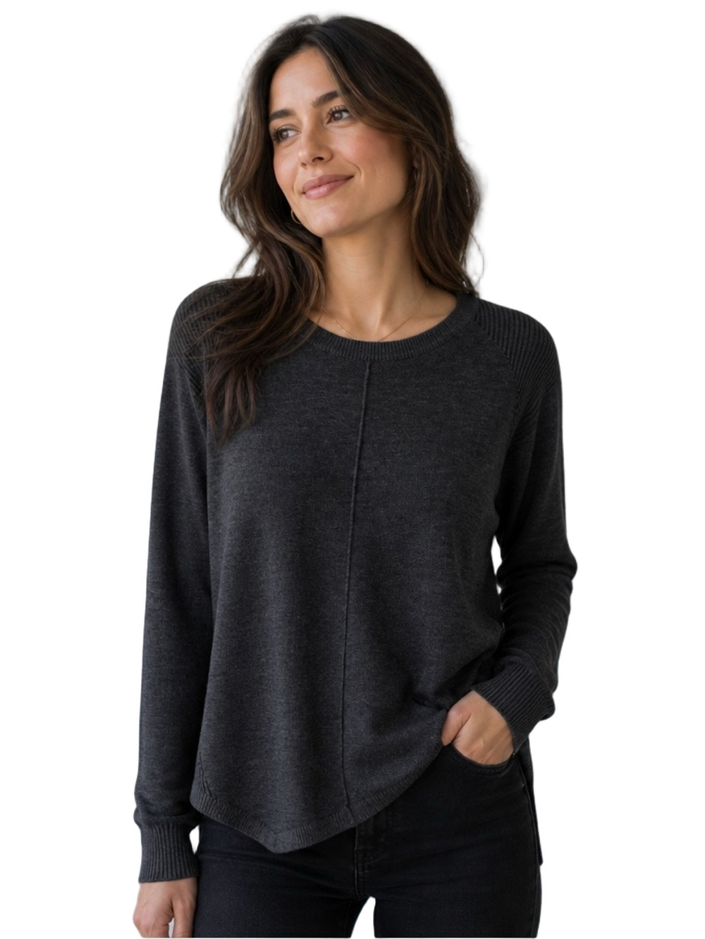 Dark Gray Long Sleeve asymmetrical  Sweater